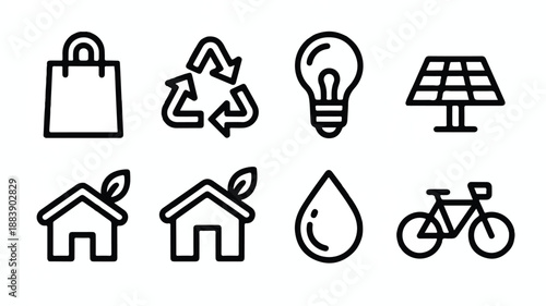 Minimalist outline vector icon set showcasing abstract patterns and modern design elements for creative and digital use. Clean, simple, and easily adaptable.