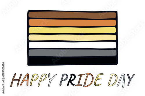 Colorful Bear brotherhood pride flag Happy pride day LGBTQ community Pride Month Vector hand drawn doodle for posters, stickers, logo, cards