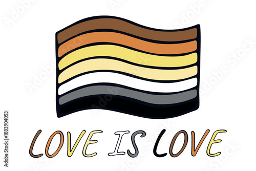 Colorful Bear brotherhood pride flag Happy pride day LGBTQ community Pride Month Vector hand drawn doodle for posters, stickers, logo, cards