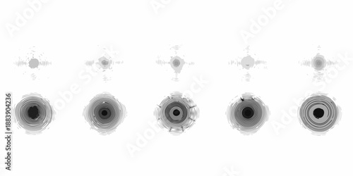 A sequence of black hole simulations showing evolving gravitational wave patterns