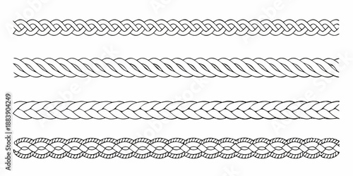 Intricate black and white patterns of woven rope and chain designs