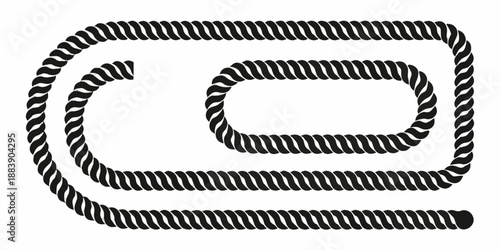A black and white illustration of a coiled rope forming a rectangular shape