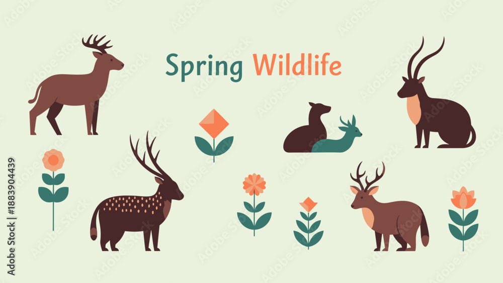 Obraz premium Deer Antelope Animals Wildlife Spring Collection.