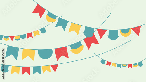 Colorful Party Flags Hanging in Air.