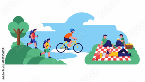 People Enjoying Outdoor Activities Together.