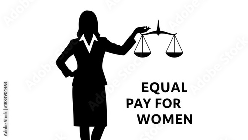 Silhouette of woman holding scales for equal pay for women in business