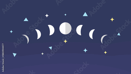 Phases of the Moon Illustration.