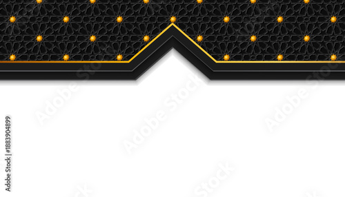 Ramadan Kareem Islamic background white banner. Eid Mubarak luxury template design with black arch