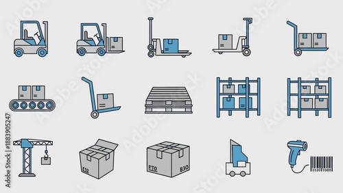 Logistics and Warehouse Operations Icon Set
