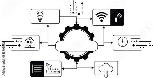 illustration of interconnected smart home devices and automation system for modern connected living