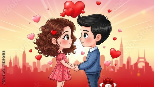 Cute Valentine Cartoon Couple