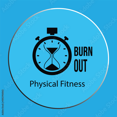 Physical Fitness Burnout Concept Icon with Stopwatch and Hourglass Symbol