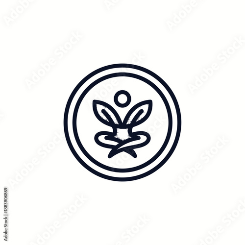Minimalist emblem depicting a stylized plant sprouting within concentric circles symbolizing growth and vitality for