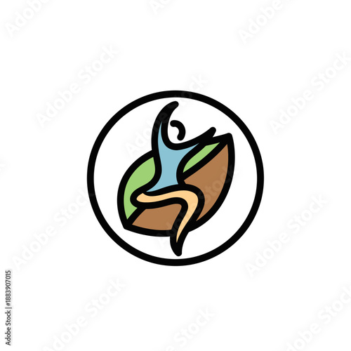Minimalist abstract illustration of a bird perched on a branch within a circular frame embodying simplicity and modern design