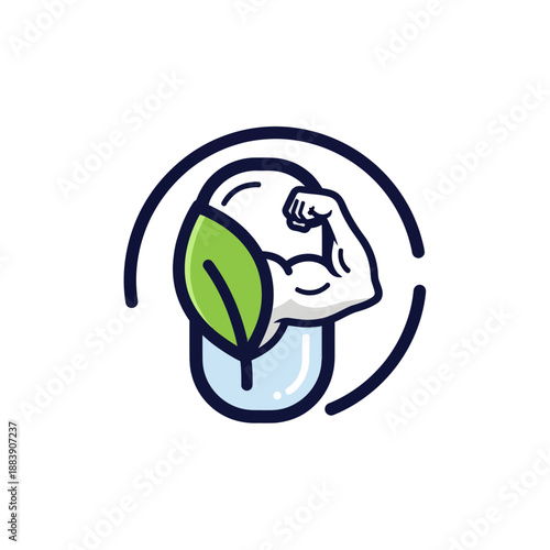 Eco-Friendly Strength Icon Combining Nature and Power Themes for Sustainability Campaigns