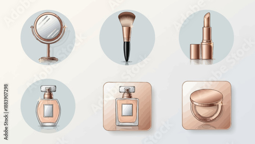 Elegant Rose Gold Beauty and Cosmetic Products