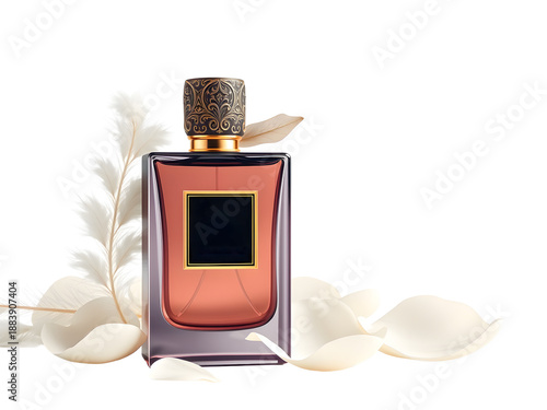 a vintage glass bottle of perfume and wine isolated as a decorative antique gift container for fragrance or cosmetic liquid