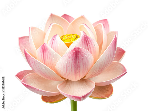A beautiful blooming pink water lily and lotus flower with delicate petals isolated on white, showcasing a natural floral blossom perfect for a summer garden nature macro