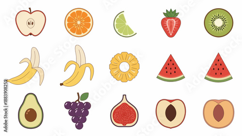 Assorted Fresh Fruits Collection Displayed Together.