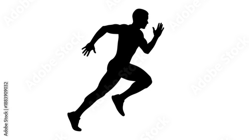 Silhouette of a man running fast.