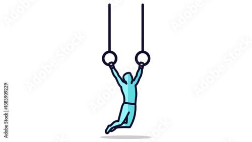 Man exercising on gymnastic rings.