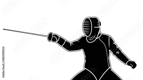 Fencer in protective gear fencing sports.