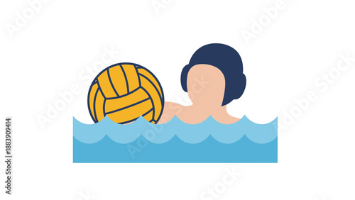 Woman playing water polo in swimming pool.