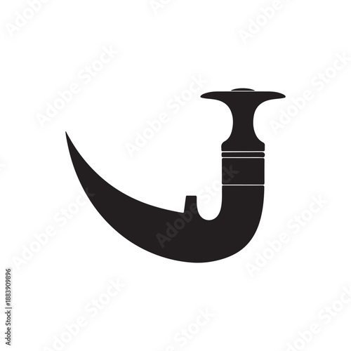 Arabic dagger silhouette isolated on white background. Dagger icon vector illustration.
