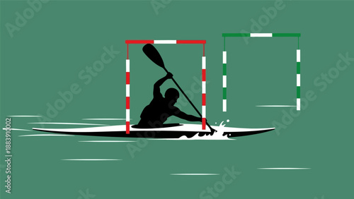 Kayaker navigating through a slalom course.