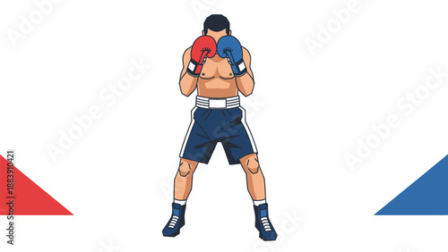 Cartoon boxer in fighting stance illustration.