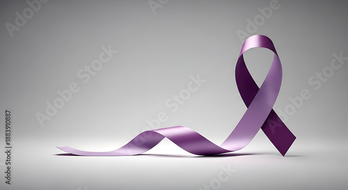 Purple Awareness Ribbon on Gray Background