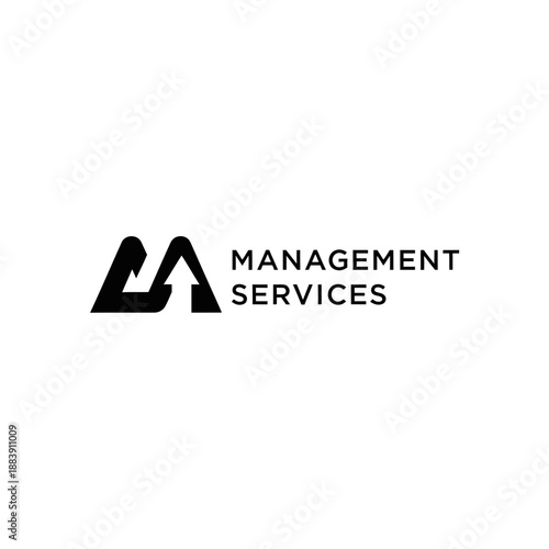 Modern Management Services Logo featuring Abstract Letter M/A design with Integrated Upward Growth Arrow