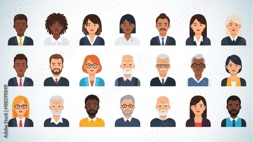 Diverse Group of Professional People Avatars.