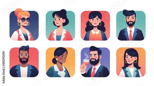 Diverse Group of Professional People Avatars.