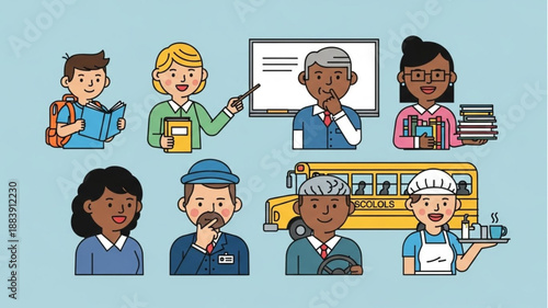 Wallpaper Mural Diverse Group of Professionals and Students Illustration. Torontodigital.ca