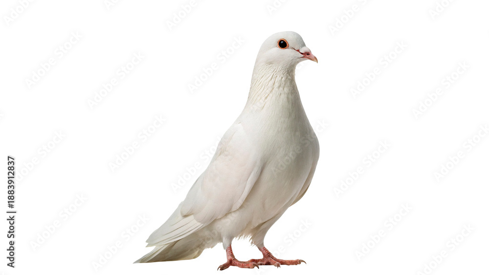Fototapeta premium White bird stands on ground isolated on transparent background cut out
