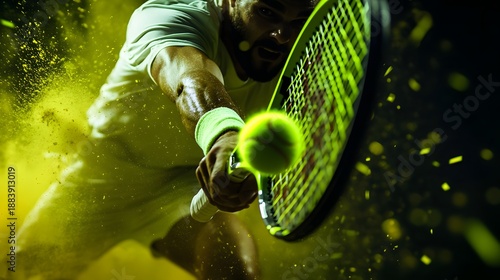 Wallpaper Mural Tennisspieler schlägt Ball mit maximaler Kraft und Fokus
 Torontodigital.ca