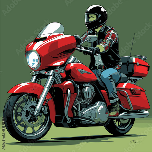 picture of a red American cruiser motorcycle