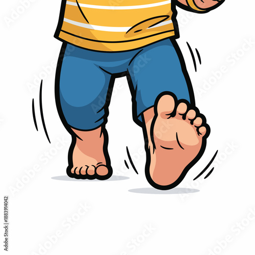 A cartoon character's lower body in motion