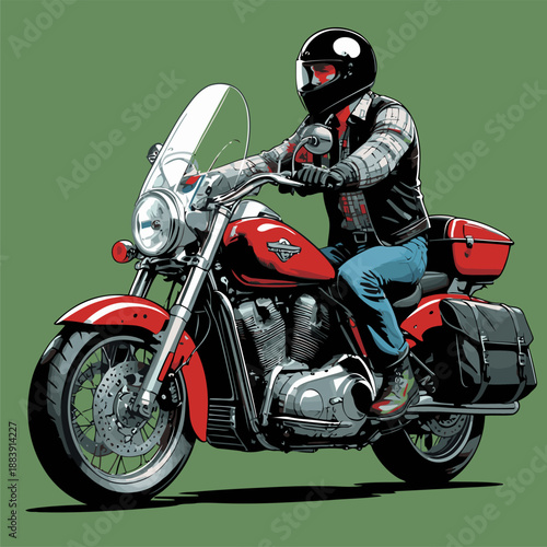 picture of a red American cruiser motorcycle