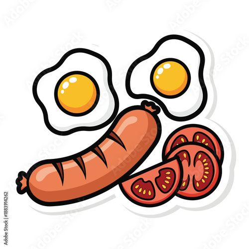 A cartoonish breakfast set