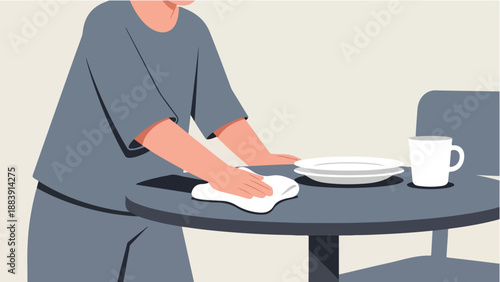 Cleaning the Dining Table After a Meal