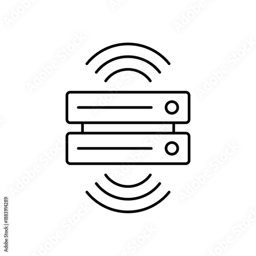 Icon a sensor data server with signal waves, isolated against a clean background.