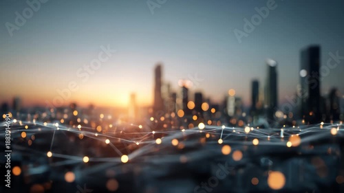 Wallpaper Mural Futuristic Smart City with Abstract Network Connection and Data Visualization Torontodigital.ca