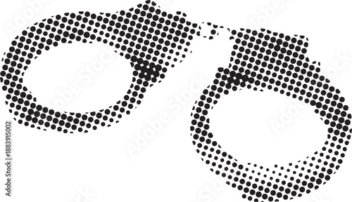 Metal Handcuffs Halftone Illustration, Crime Justice Concept Grunge Texture Background