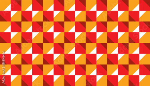 High-energy seamless vector backdrop featuring a symmetrical warm-tone mosaic. Professional pattern for food packaging, summer marketing, and digital wallpaper