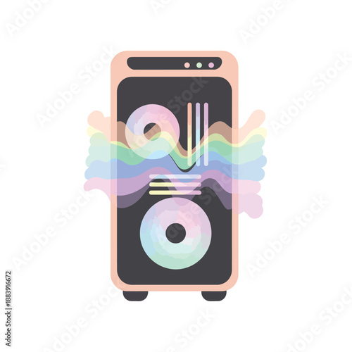 abstract colorful sound waves and music player illustration with equalizer