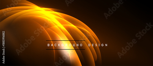 Abstract golden light flares radiate from center. Dark background creates dramatic visual effect. Modern design element.
