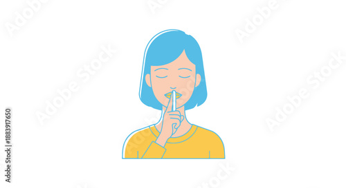 Young Female Person Gesturing Quietly Sign With Finger To Lips Isolated On White Background For Secrecy Concept