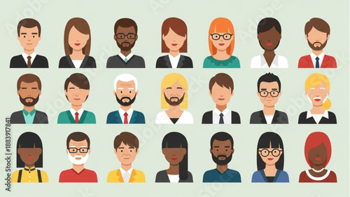 Diverse Group of People Avatars Representing Different Personalities.